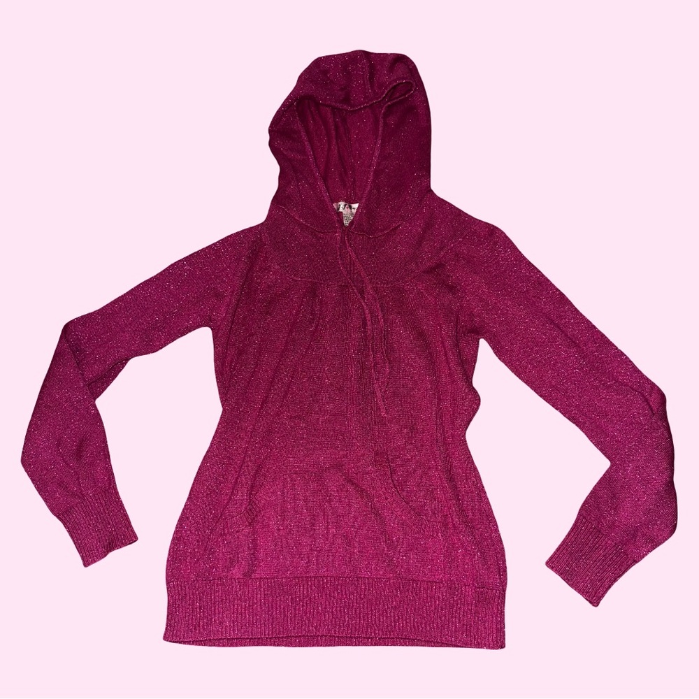 y2k magenta glitter hoodie 🎀˖ ࣪⭑